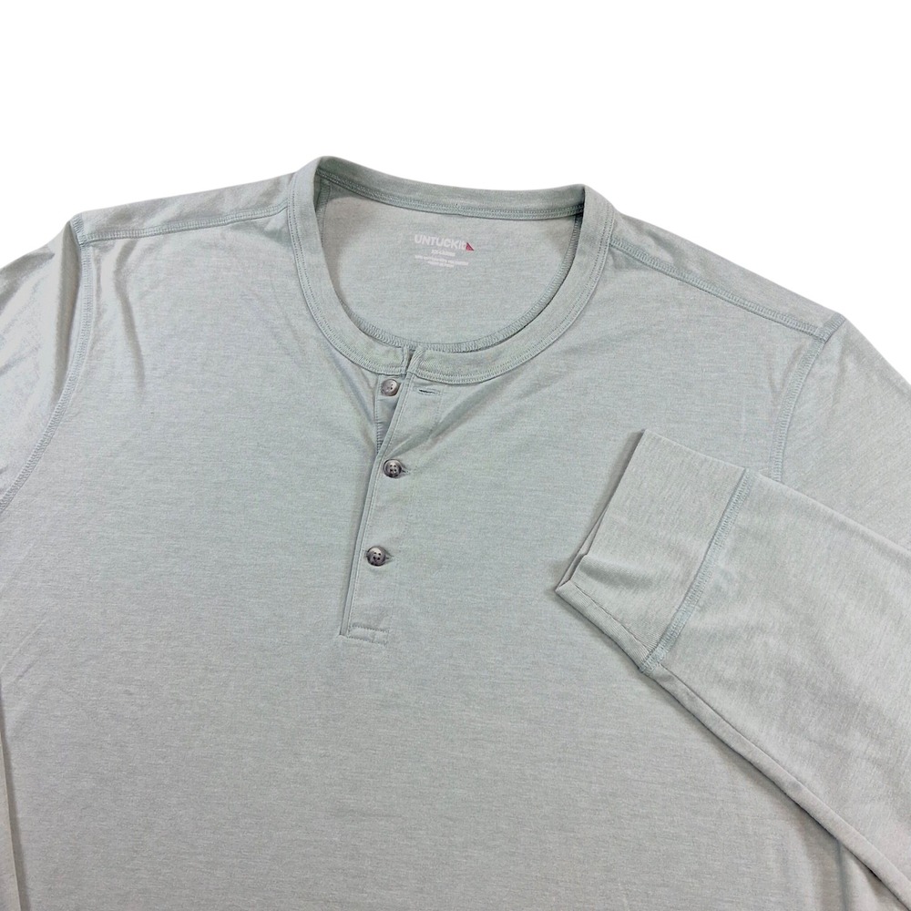 UNTUCKit Mens Henley Shirt XXL Green Long Sleeve Cotton Blend Casual 19008